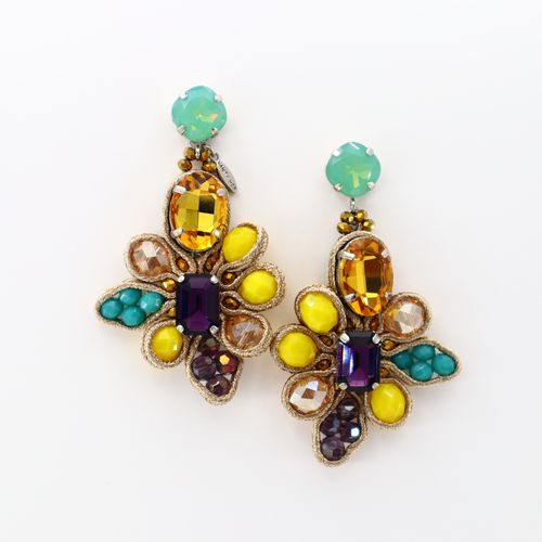 EARRING 1661 YELLOW AND PURPLE